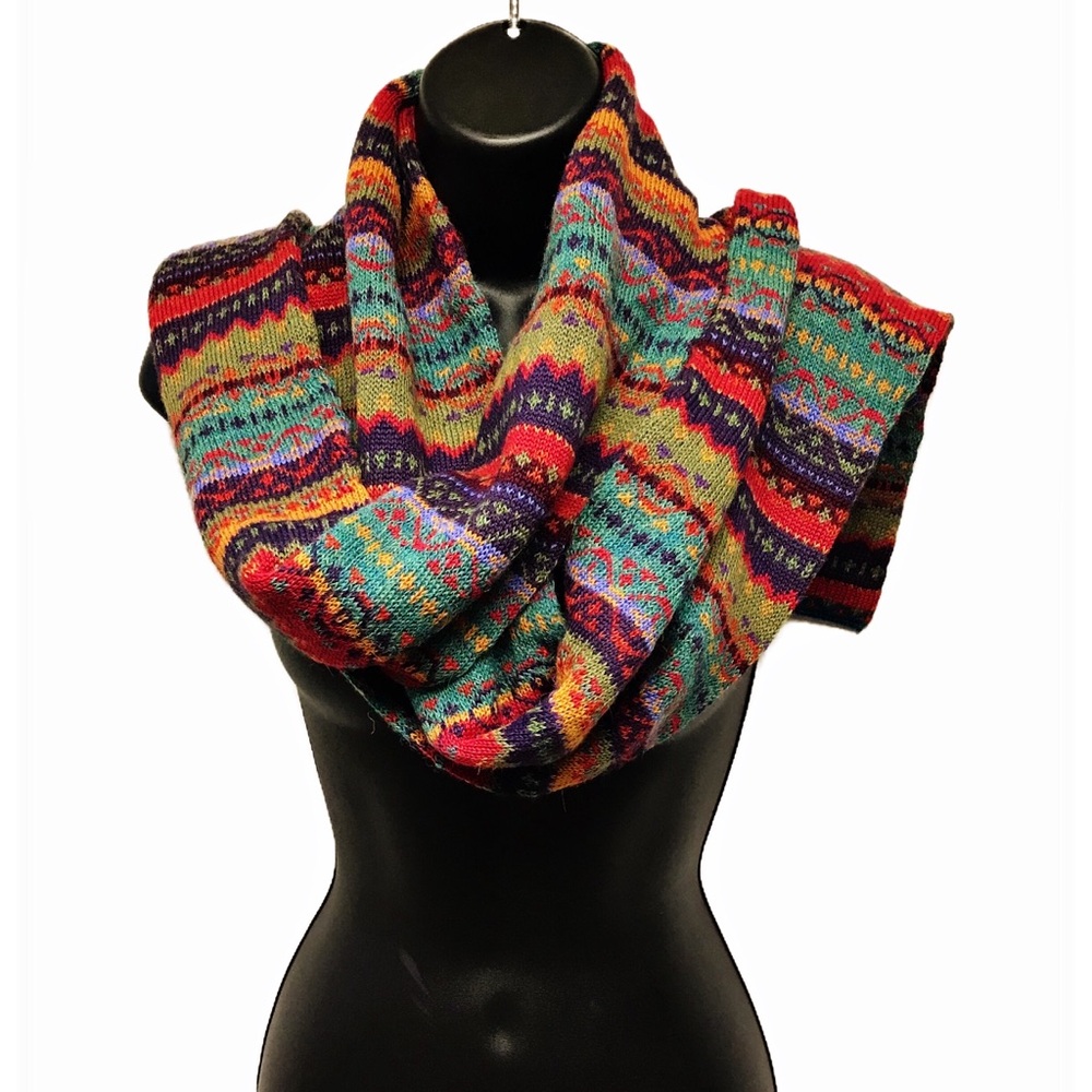 Colorful Alpaca Knit Scarf Handmade in Peru